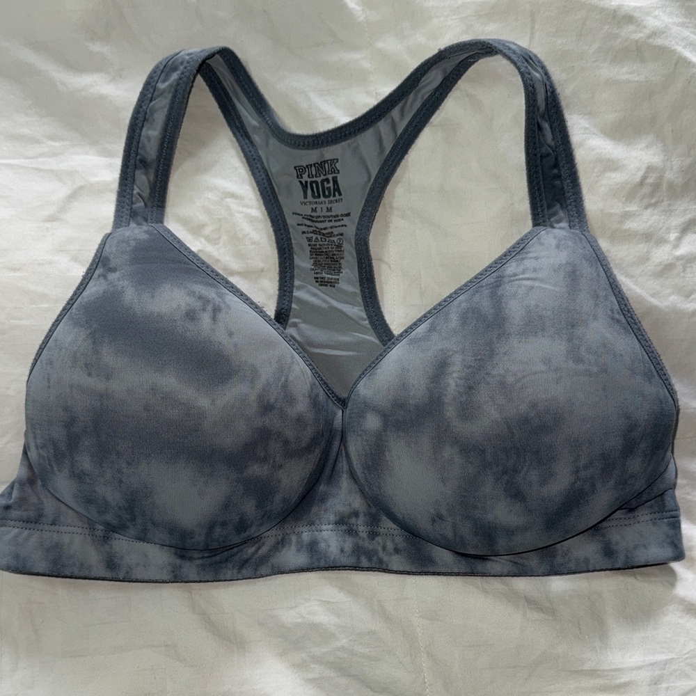 Victoria's Secret PINK Gray Tie-Dye Sports Bra